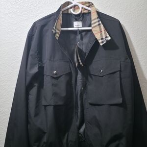 Men's Black Performance Jacket with Check Collar